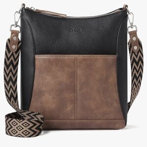 Black and Brown Vegan Leather Bag